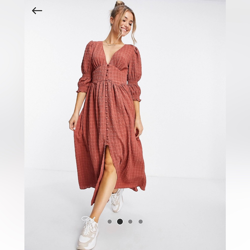 ASOS Design Textured Midi Tea Dress - US12
